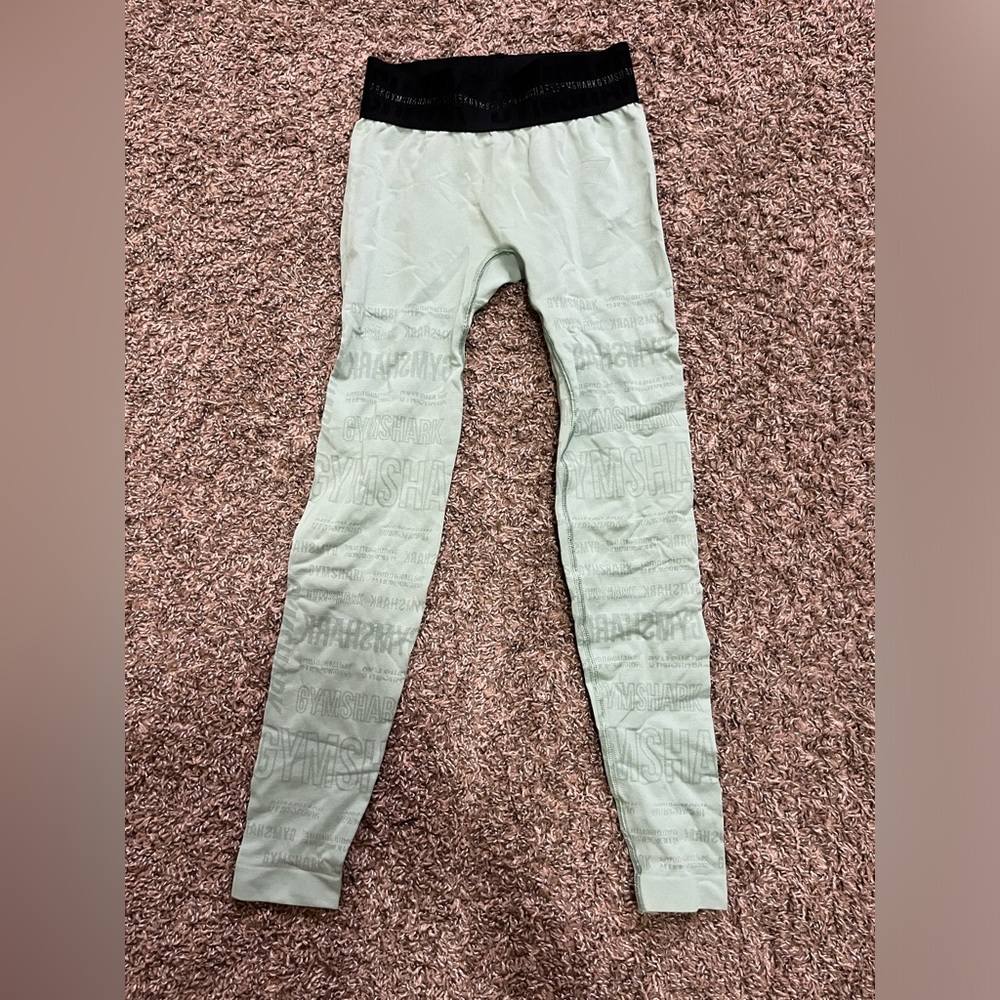 Gymshark Womens VISION Leggings Seamless Green‎ Jacquard Mid Rise Small